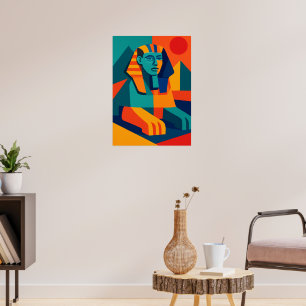 Vibrant Pop Art Sphinx Geometric Wall Art