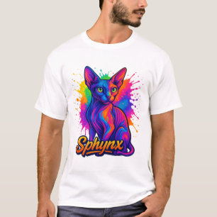 Vibrant Pop Art Sphynx Cat – Colorful Modern T-Shirt