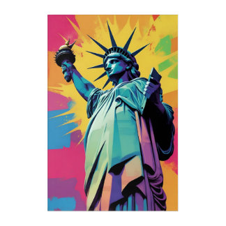 Vibrant Pop Art Statue of Liberty Poster Wall Art