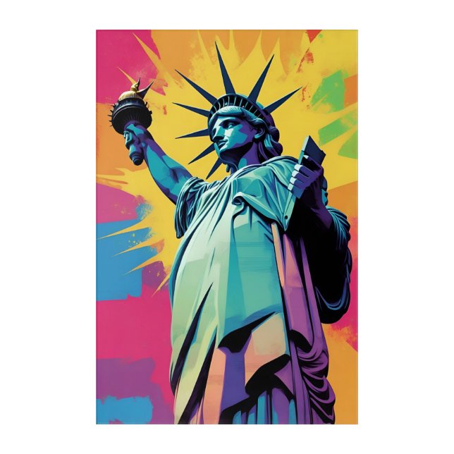 Vibrant Pop Art Statue of Liberty Poster Wall Art (Front)