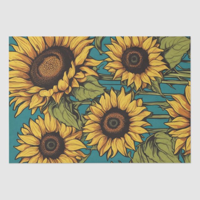 Vibrant Pop Art Sunflower Decoupage Paper (Front)