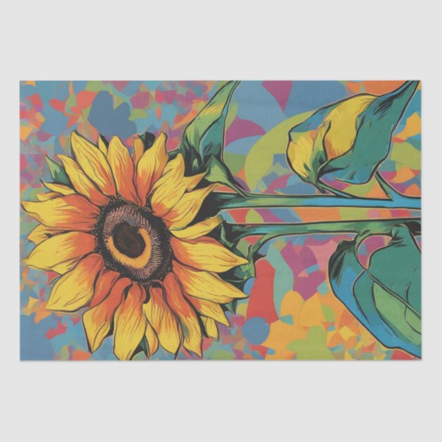 Vibrant Pop Art Sunflower Decoupage Paper (Front)