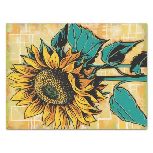 Vibrant Pop Art Sunflower Decoupage Paper