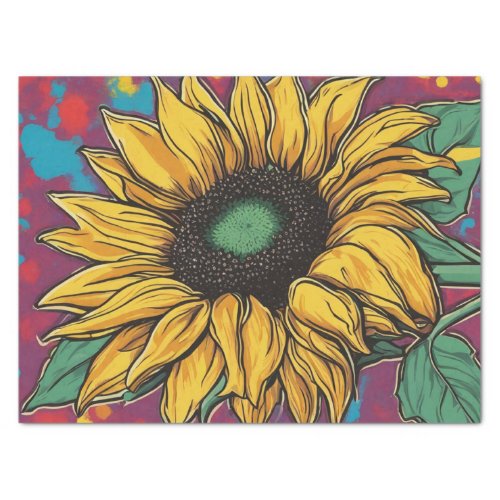 Vibrant Pop Art Sunflower Decoupage Paper