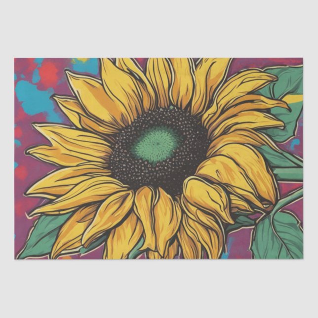 Vibrant Pop Art Sunflower Decoupage Paper (Front)