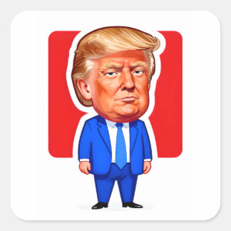 Vibrant Pop‑Art Trump Caricature Square Sticker