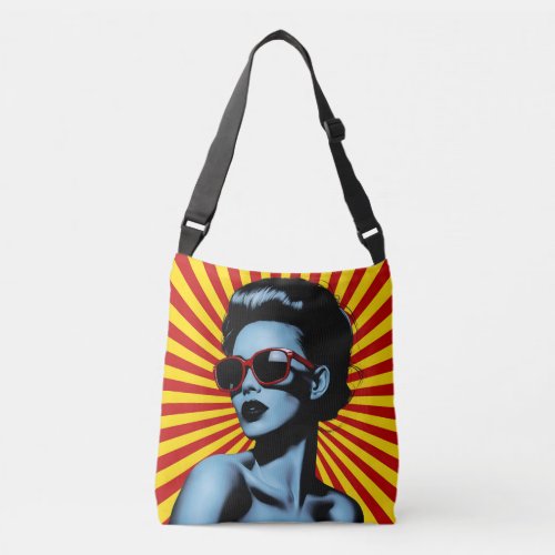 Vibrant Pop Art Woman Portrait Crossbody Bag