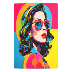 Vibrant Pop Art Woman Retro Chic Metal Wall Decor