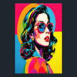 Vibrant Pop Art Woman Retro Chic Wall Decor Photo Print<br><div class="desc">Brighten your space with this bold and colorful AI-generated pop art photo enlargement art print, featuring a stylish woman in vibrant hues reminiscent of the iconic 1960s pop art movement. The artwork radiates with electric colors—pinks, yellows, blues, and greens—capturing the essence of retro chic with a modern twist. Her oversized...</div>
