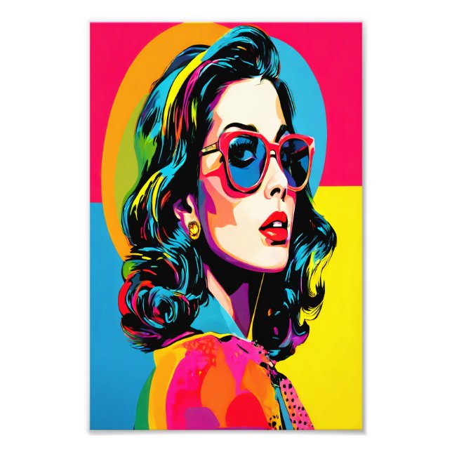 Vibrant Pop Art Woman Retro Chic Wall Decor Photo Print (Front)