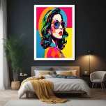Vibrant Pop Art Woman Retro Chic Wall Decor Poster<br><div class="desc">Brighten your space with this bold and colorful AI-generated pop art glossy poster, featuring a stylish woman in vibrant hues reminiscent of the iconic 1960s pop art movement. The artwork radiates with electric colors—pinks, yellows, blues, and greens—capturing the essence of retro chic with a modern twist. Her oversized sunglasses and...</div>