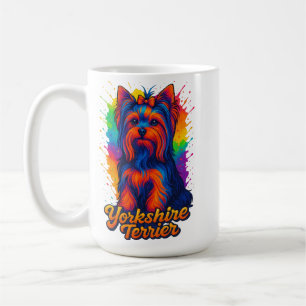 Vibrant Pop Art Yorkshire Terrier – Colorful Neon Coffee Mug