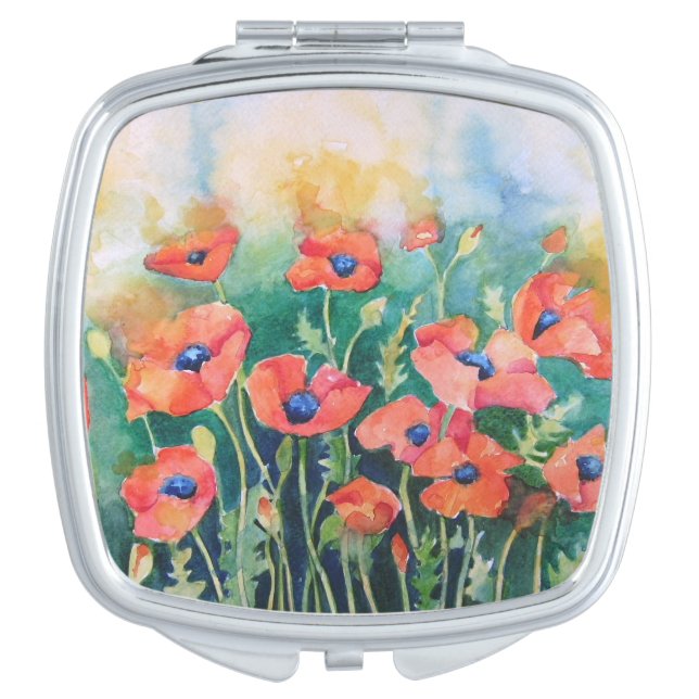 Vibrant Poppies Mirror For Makeup (Front)