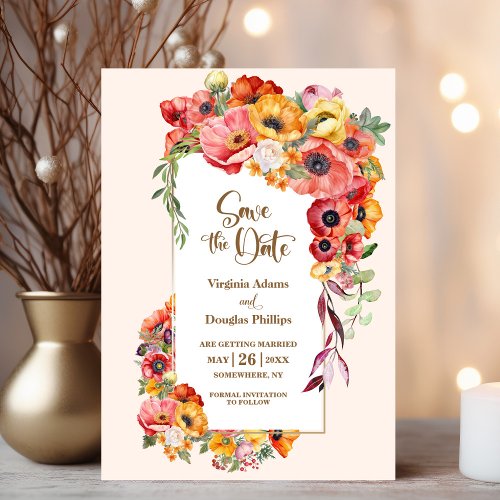 Vibrant Poppies Wedding Save the Date