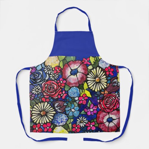 Vibrant Poppy Daisy Floral Art Apron