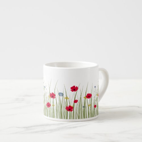 Vibrant Poppy Field  Colorful Floral Design Espresso Cup