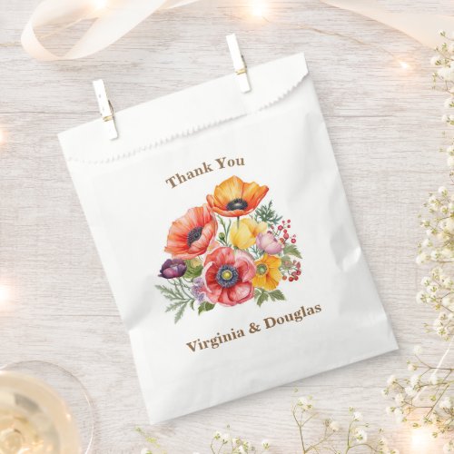 Vibrant Poppy Wedding Thank You Favor Bag