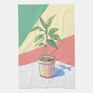 Vibrant Potted house plant Kitchen Towel