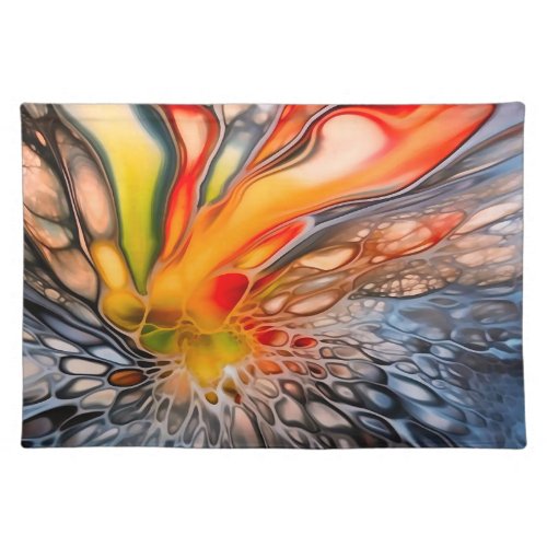 Vibrant Pour Ink Abstract Cloth Placemat