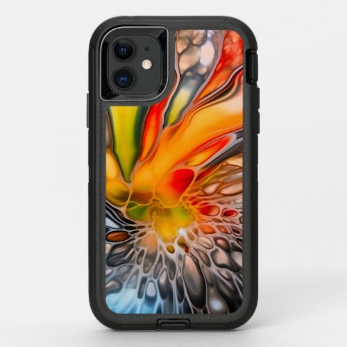 Vibrant Pour Ink Abstract OtterBox Defender iPhone 11 Case