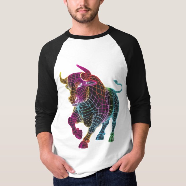 Vibrant Powerful Bull T-Shirt (Front)