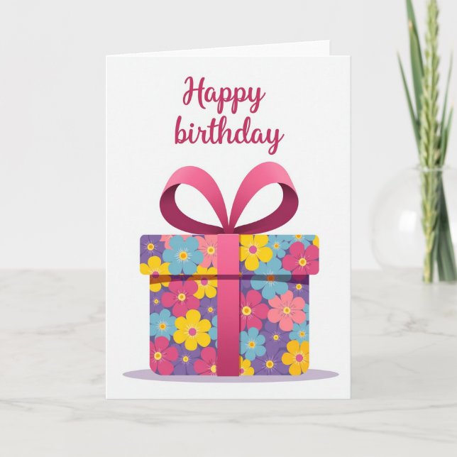 Vibrant Present Birthday Card (Front)