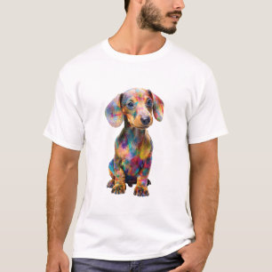 Vibrant Psychedelic Colorful Dachshund Men T-Shirt