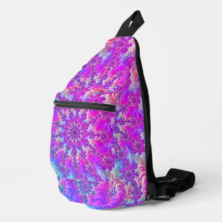Vibrant Psychedelic Colorful Groovy Fractal Burst Sling Bag