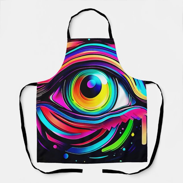 Vibrant Psychedelic Eye Art Apron (Front)