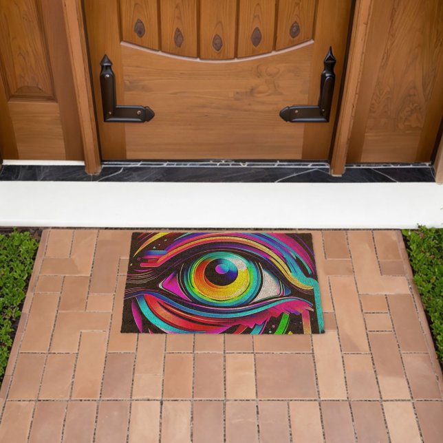 Vibrant Psychedelic Eye Art Fiber Doormat (Insitu (Outdoor))