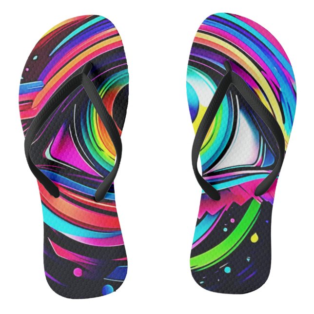 Vibrant Psychedelic Eye Art Flip Flops (Footbed)