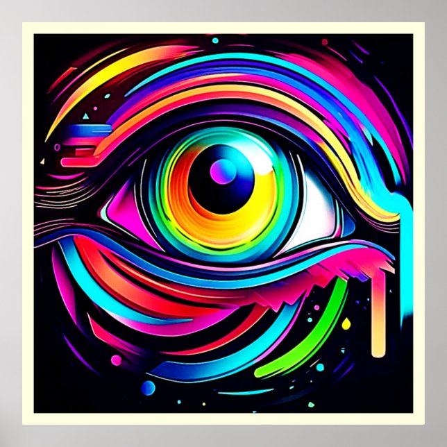 Vibrant Psychedelic Eye Art Poster (Front)