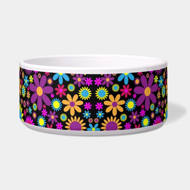 Vibrant Psychedelic Flowers in Bloom-67566 Bowl (Front)