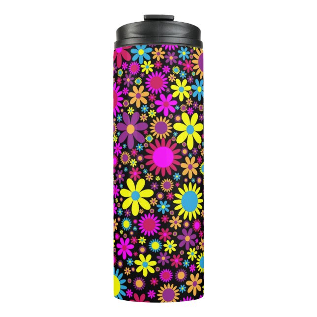 Vibrant Psychedelic Flowers in Bloom-67566 Thermal Tumbler (Front)