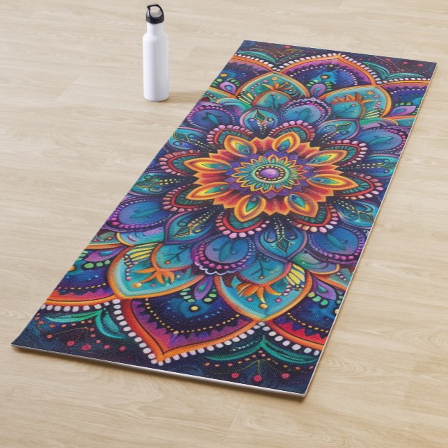 Vibrant Psychedelic Mandala Meditation Yoga Yoga Mat (In Situ)