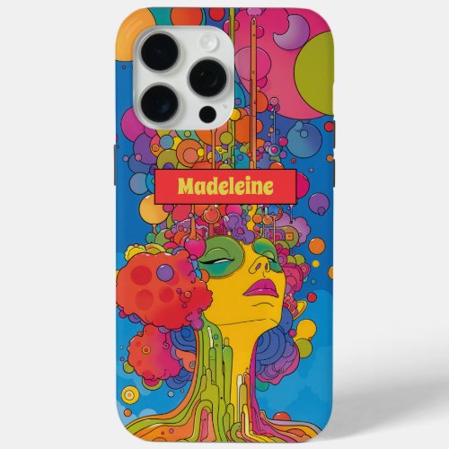 Vibrant Psychedelic Pop Art Groovy Retro Design iPhone 15 Pro Max Case