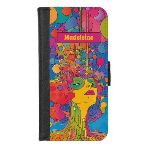 Vibrant Psychedelic Pop Art Groovy Retro Design iPhone 87 Wallet Case