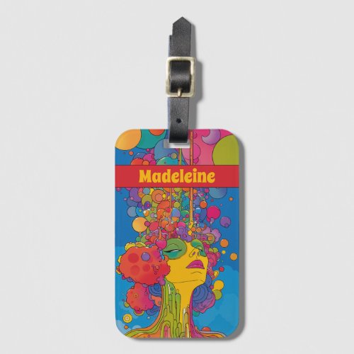 Vibrant Psychedelic Pop Art Groovy Retro Design Luggage Tag