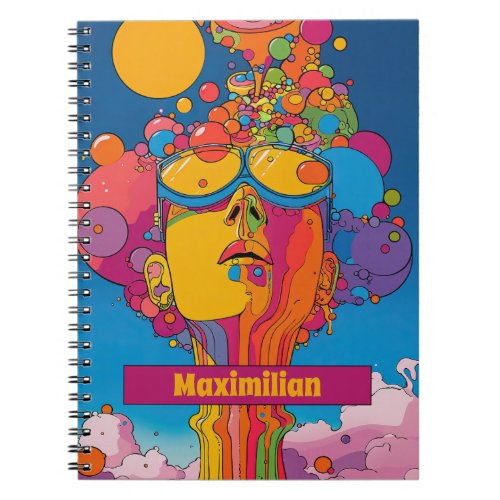 Vibrant Psychedelic Pop Art Groovy Retro Design Notebook