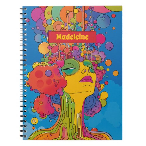 Vibrant Psychedelic Pop Art Groovy Retro Design Notebook