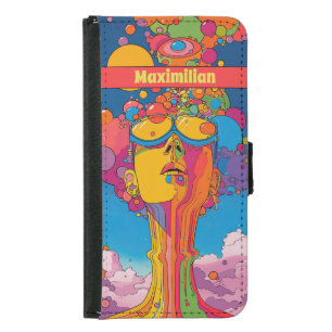 Vibrant Psychedelic Pop Art Groovy Retro Design Samsung Galaxy S5 Wallet Case