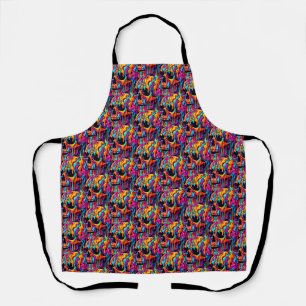 Vibrant Psychedelic Skull Apron