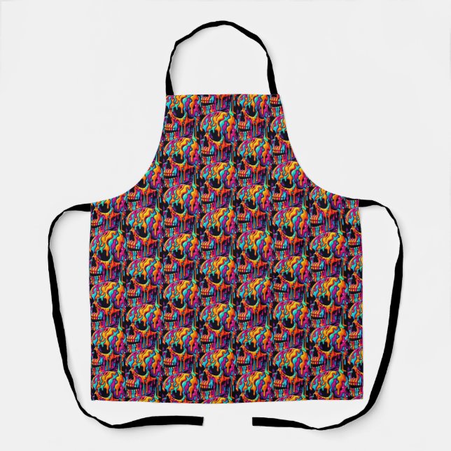 Vibrant Psychedelic Skull Apron (Front)