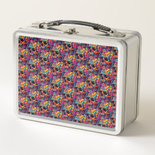 Vibrant Psychedelic Skull Metal Lunch Box