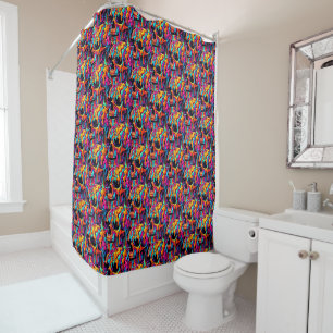 Vibrant Psychedelic Skull Shower Curtain