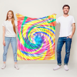 Vibrant Psychedelic Tie Dye Fleece Blanket