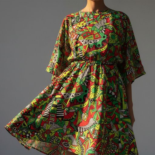 Vibrant Psychedelic Tribal Abstract Fabric