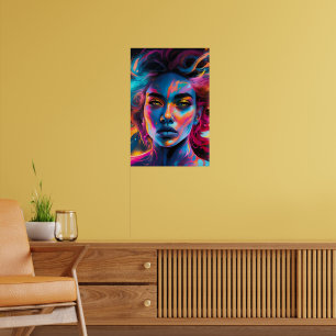 Vibrant Psychedelic Woman Face Poster