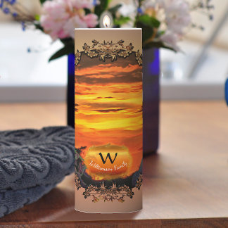 Vibrant Puerto Vallarta Sunset Plaza Marina 2584 Pillar Candle