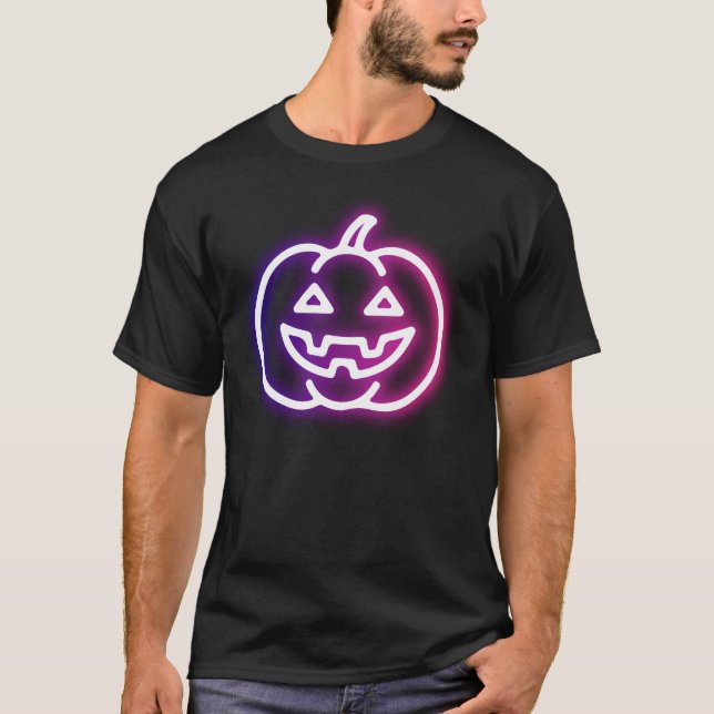 Vibrant PUMPKIN Ghost Glow Halloween Graphic T-Shirt (Front)